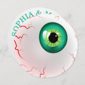 Halloween Party. Gepersonaliseerde Spooky Green Ey Kaart (Voorkant / Achterkant)