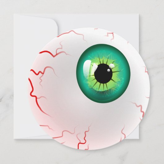 Halloween Party. Gepersonaliseerde Spooky Green Ey Kaart (Voorkant)