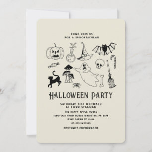 Halloween Party Ghost Black Cat Bat Kaart