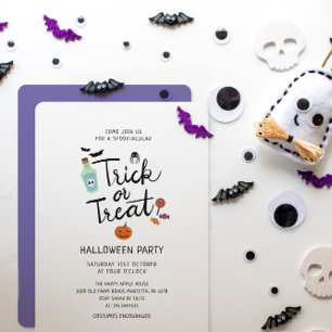 Halloween Party Ghost Black Cat Bat Uitnodiging