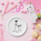 Halloween Party Ghost en Black Cat Spooky Cute Papieren Bordje (Feest)