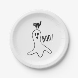 Halloween Party Ghost en Black Cat Spooky Cute Papieren Bordje