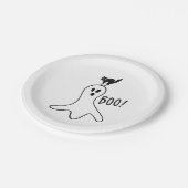 Halloween Party Ghost en Black Cat Spooky Cute Papieren Bordje (Gekanteld)