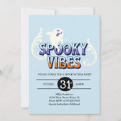 Halloween Party Ghost Spooky Vibes Birthday Blue Kaart (Voorkant)