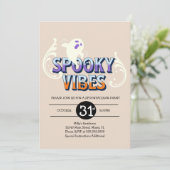 Halloween Party Ghost Spooky Vibes Birthday Kaart (Staand voorkant)