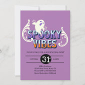 Halloween Party Ghost Spooky Vibes Birthday Paars Kaart (Voorkant)