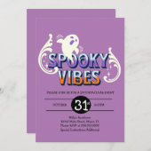 Halloween Party Ghost Spooky Vibes Birthday Paars Kaart (Voorkant / Achterkant)