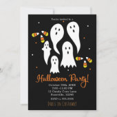 Halloween Party Ghosts en Candy Corn Black Sinaasa Kaart (Voorkant)