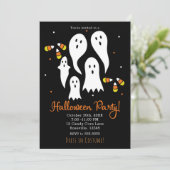 Halloween Party Ghosts en Candy Corn Black Sinaasa Kaart (Staand voorkant)