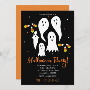 Halloween Party Ghosts en Candy Corn Black Sinaasa Kaart