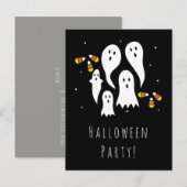 Halloween Party Ghosts en Candy Corn Black Sinaasa Uitnodiging Briefkaart (Voorkant / Achterkant)