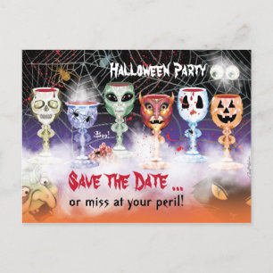 Halloween Party (Ghoulish Wine Goblets) Uitnodiging Briefkaart