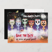 Halloween Party (Ghoulish Wine Goblets) Uitnodiging Briefkaart (Voorkant / Achterkant)