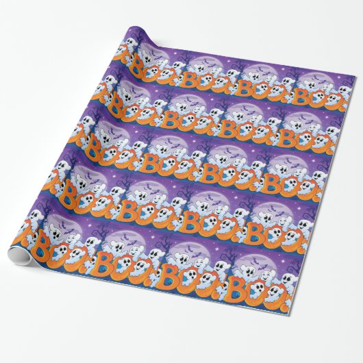 Halloween Party Gift Wrap Cadeaupapier (Uitgerold)
