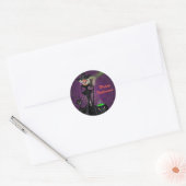 Halloween Party Glam Witch in Black Green Paars Ronde Sticker (Envelop)