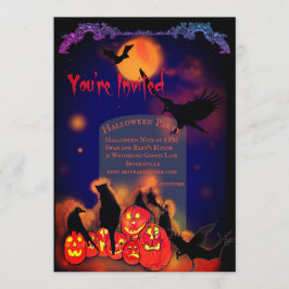 Halloween Party Gloeiende Pompoenen Ravens Zwart K Kaart