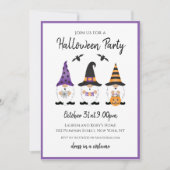 Halloween Party Gnomes Paars Sinaasappel Kaart (Voorkant)