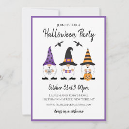 Halloween Party Gnomes Paars Sinaasappel Kaart