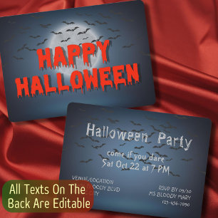 Halloween Party gothic creepy blood typografie Kaart