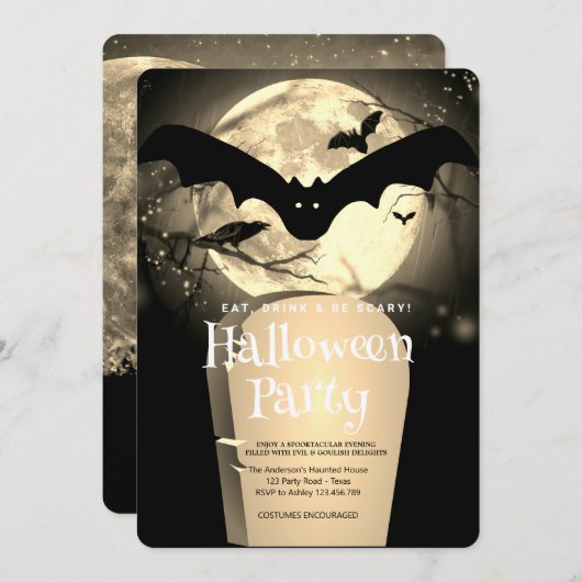 Halloween Party Gothic Fantasy Moon Kaart (Voorkant / Achterkant)