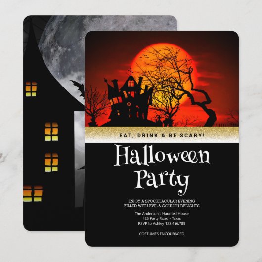 Halloween Party Gothic Fantasy Moon Kaart (Voorkant / Achterkant)