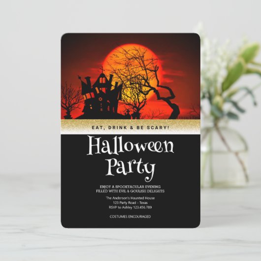 Halloween Party Gothic Fantasy Moon Kaart (Staand voorkant)