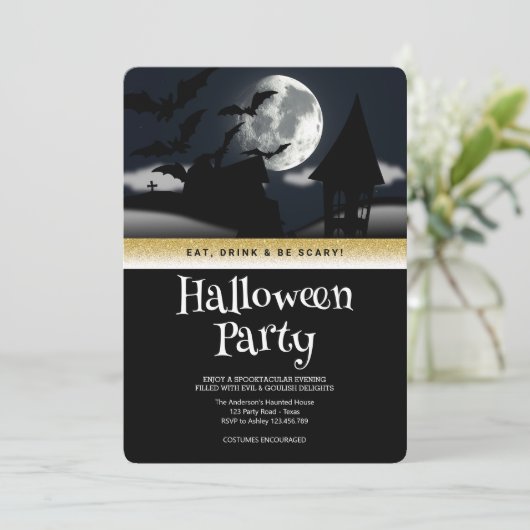 Halloween Party Gothic Fantasy Moon Kaart (Staand voorkant)