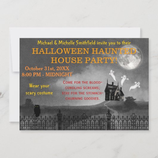 Halloween Party | Gothic Haunted House Kaart (Voorkant)