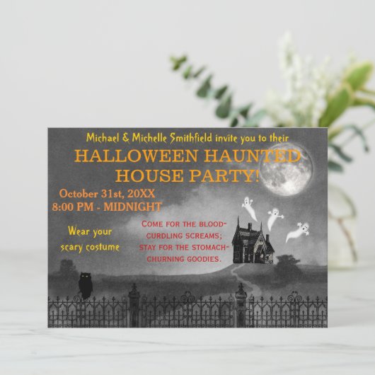 Halloween Party | Gothic Haunted House Kaart (Staand voorkant)