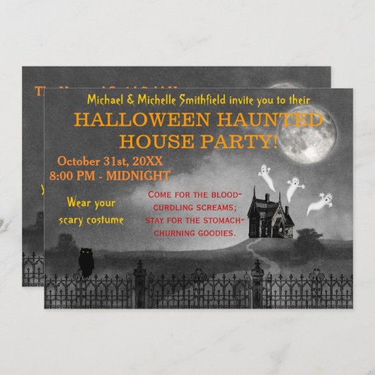Halloween Party | Gothic Haunted House Kaart (Voorkant / Achterkant)