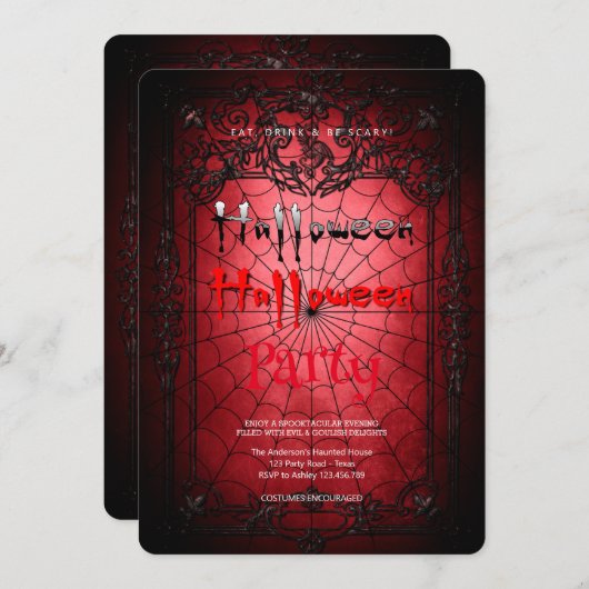 Halloween Party Gothic Kaart (Voorkant / Achterkant)