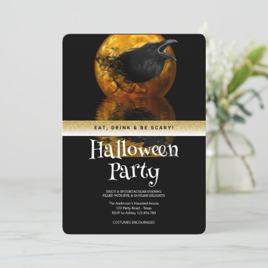 Halloween Party Gothic Moon Kaart (Staand voorkant)