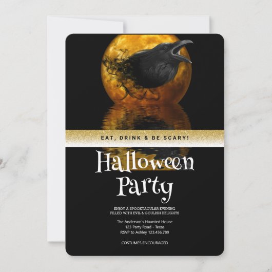 Halloween Party Gothic Moon Kaart (Voorkant)