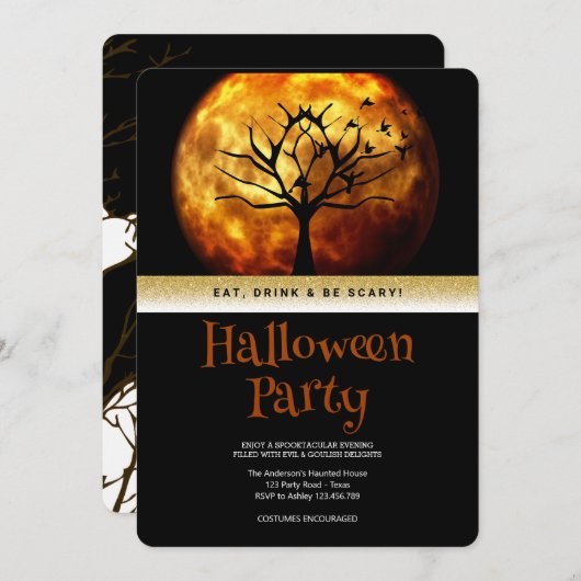 Halloween Party Gothic Moon Kaart (Voorkant / Achterkant)