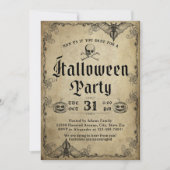 Halloween Party  Gothic Skull Adult Kaart (Voorkant)