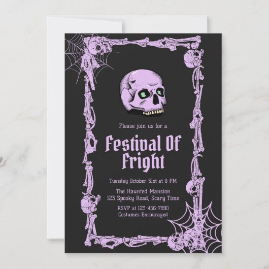 Halloween Party  Gothic Skull Uitnodiging (Voorkant)