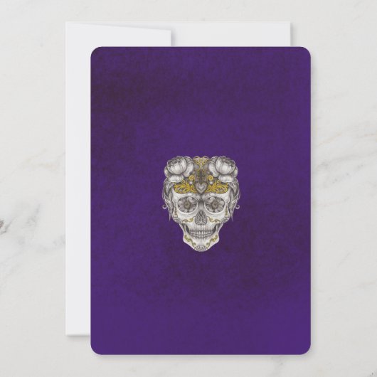 Halloween Party Gothic Skull Uitnodiging (Achterkant)