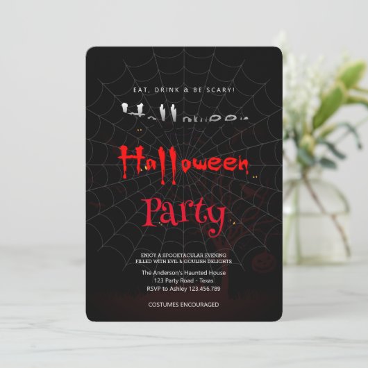 Halloween Party  Gothic, Spinnenweb Kaart (Staand voorkant)