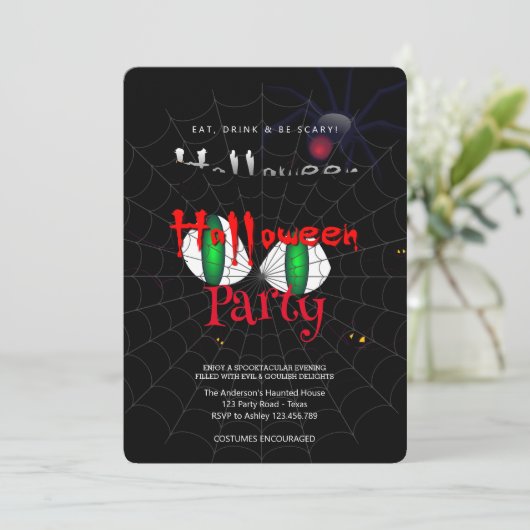 Halloween Party  Gothic, Spinnenweb Kaart (Staand voorkant)