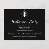 Halloween Party Gothic White Spider Zwart Uitnodiging Briefkaart (Voorkant)