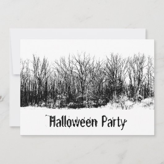 Halloween Party Gothic Zwart Wit Spooky Kaart (Voorkant)