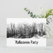 Halloween Party Gothic Zwart Wit Spooky Kaart (Staand voorkant)