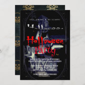 Halloween Party  Gotisch Huis Kaart (Voorkant / Achterkant)