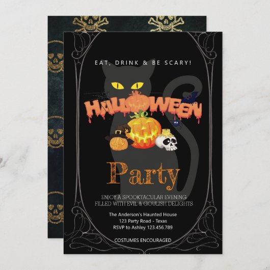 Halloween Party  Gotisch Kaart (Voorkant / Achterkant)