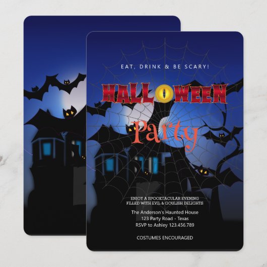 Halloween Party Gotisch Kaart (Voorkant / Achterkant)