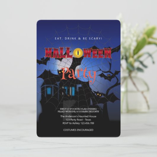 Halloween Party  Gotisch Kaart (Staand voorkant)