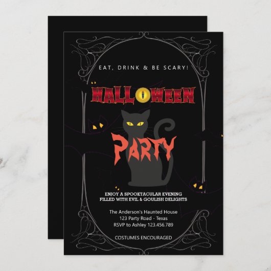 Halloween Party  Gotisch Kaart (Voorkant / Achterkant)