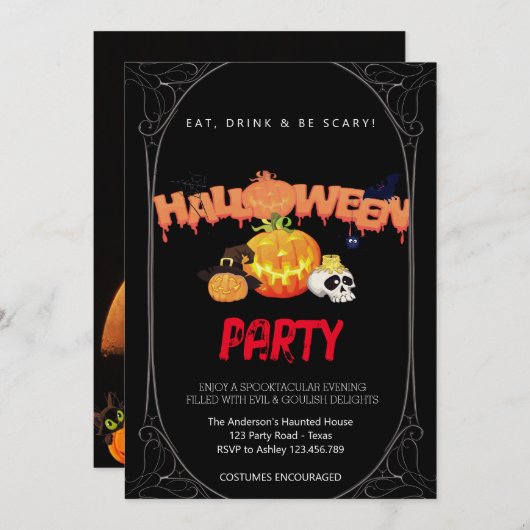 Halloween Party Gotisch Kaart (Voorkant / Achterkant)