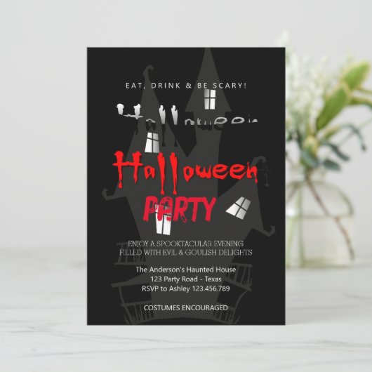 Halloween Party  Gotisch Kaart (Staand voorkant)