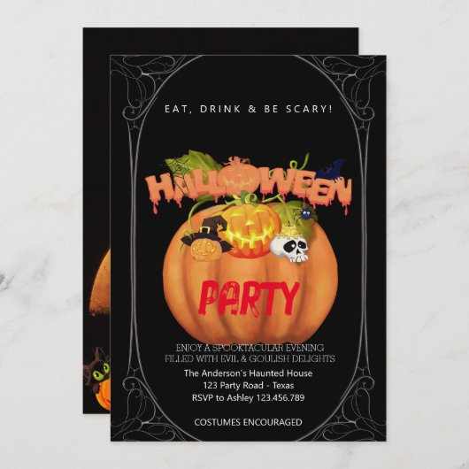 Halloween Party  Gotisch Kaart (Voorkant / Achterkant)